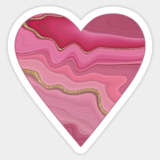 creative heart patterned with pink gold slice agate Sticker